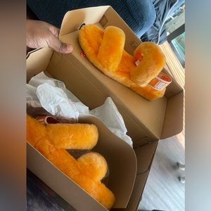 Orange two strap uggs sandals